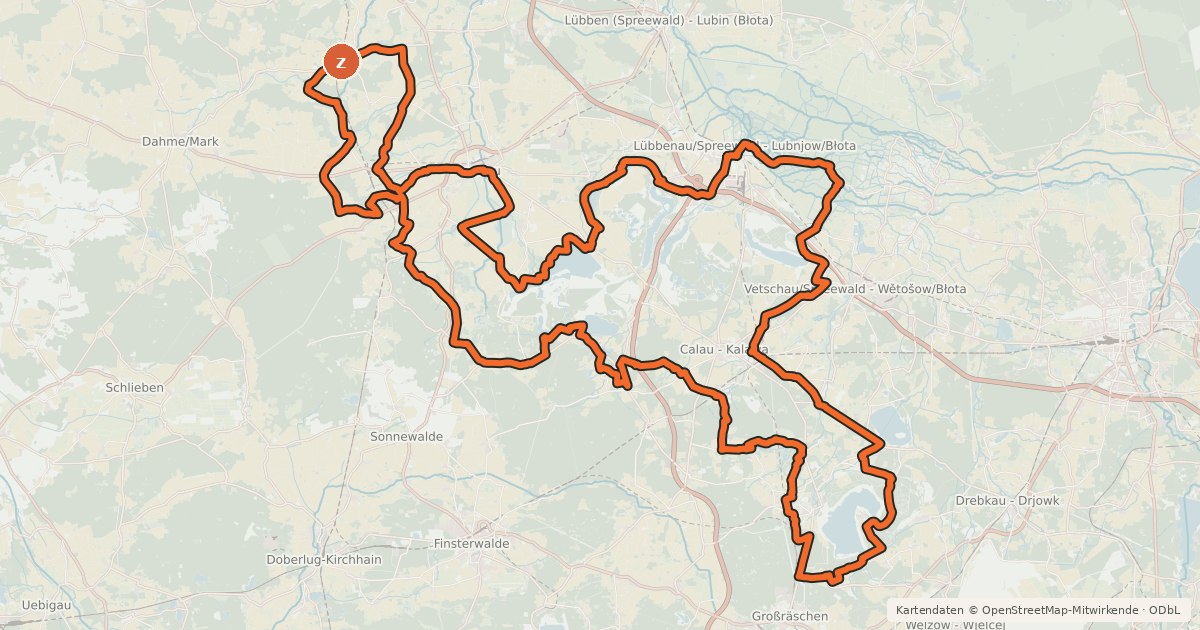 Kartenübersicht der Radroute Kranich-Tour