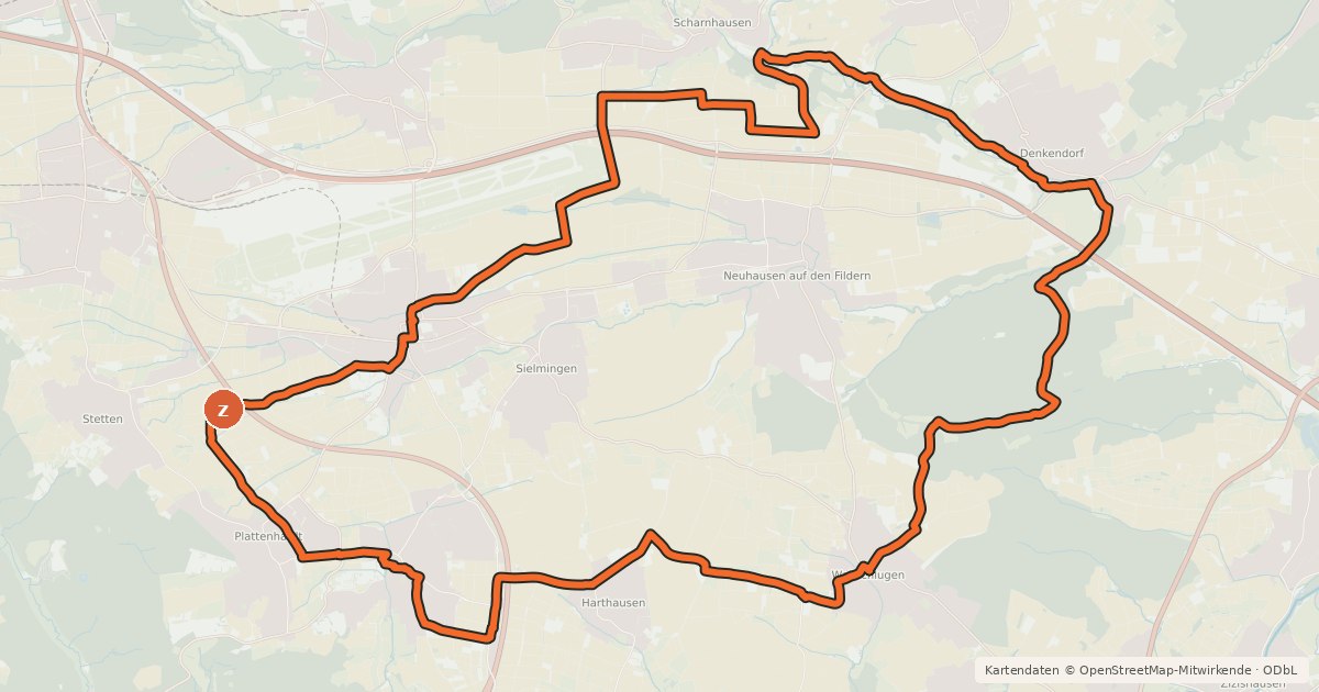 Kartenübersicht der Radroute Kraut- und Rübenweg