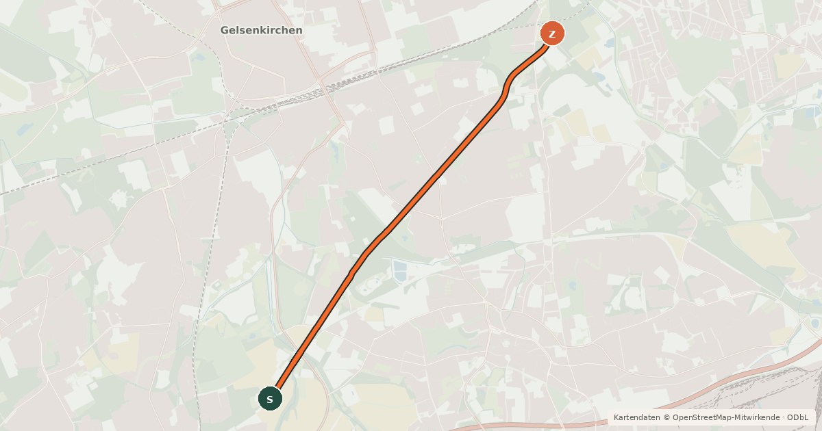 Kartenübersicht der Radroute Kray-Wanner-Bahn
