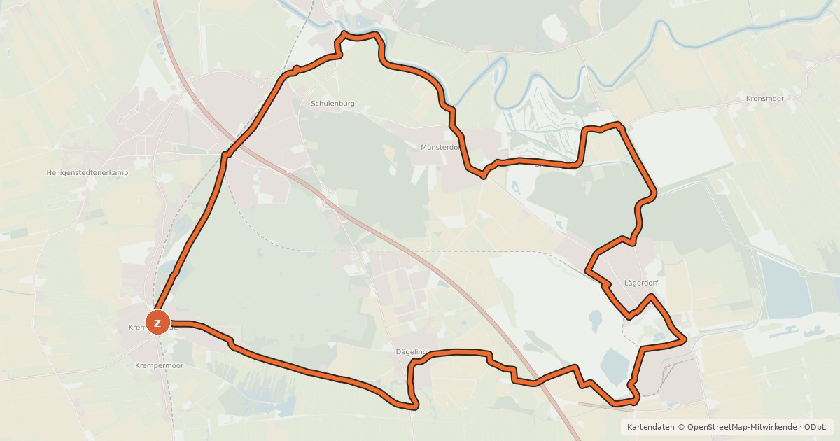 Kartenübersicht der Radroute Kreide-Tour