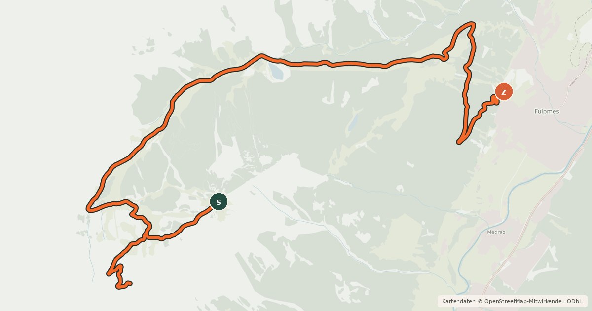 Kartenübersicht der Radroute Kreuzjoch