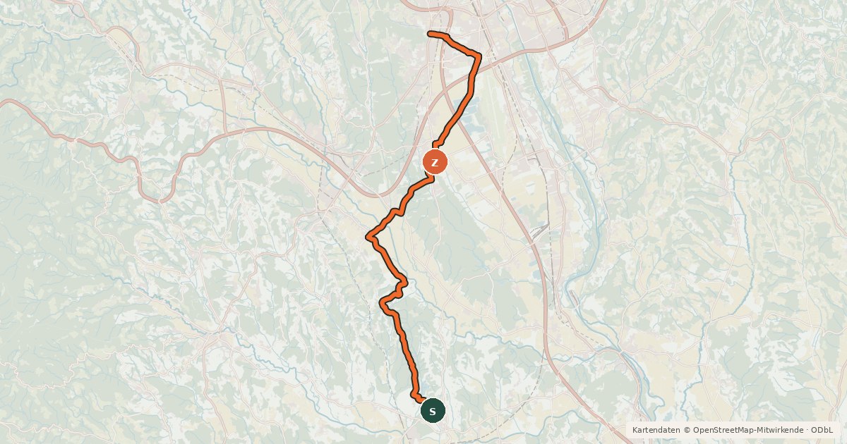 Kartenübersicht der Radroute Kürbisradweg