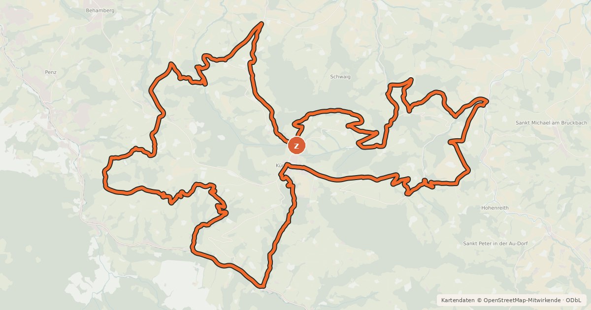 Kartenübersicht der Radroute Kürnberger Panorama-Strecke