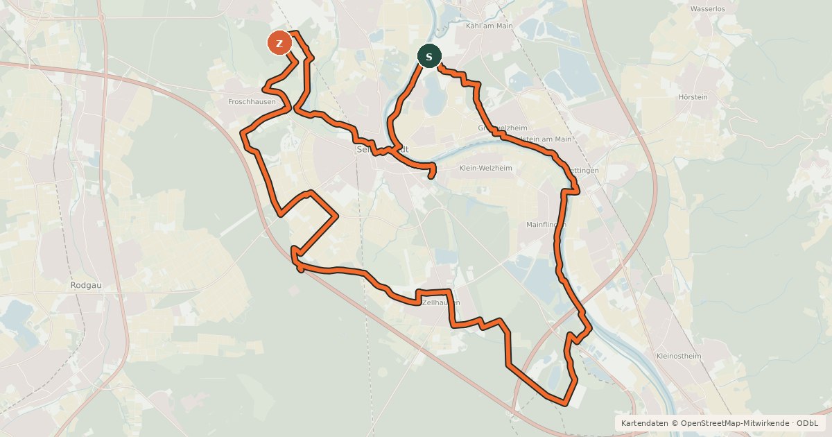 Kartenübersicht der Radroute Kulturradweg Kurmainzer Herz