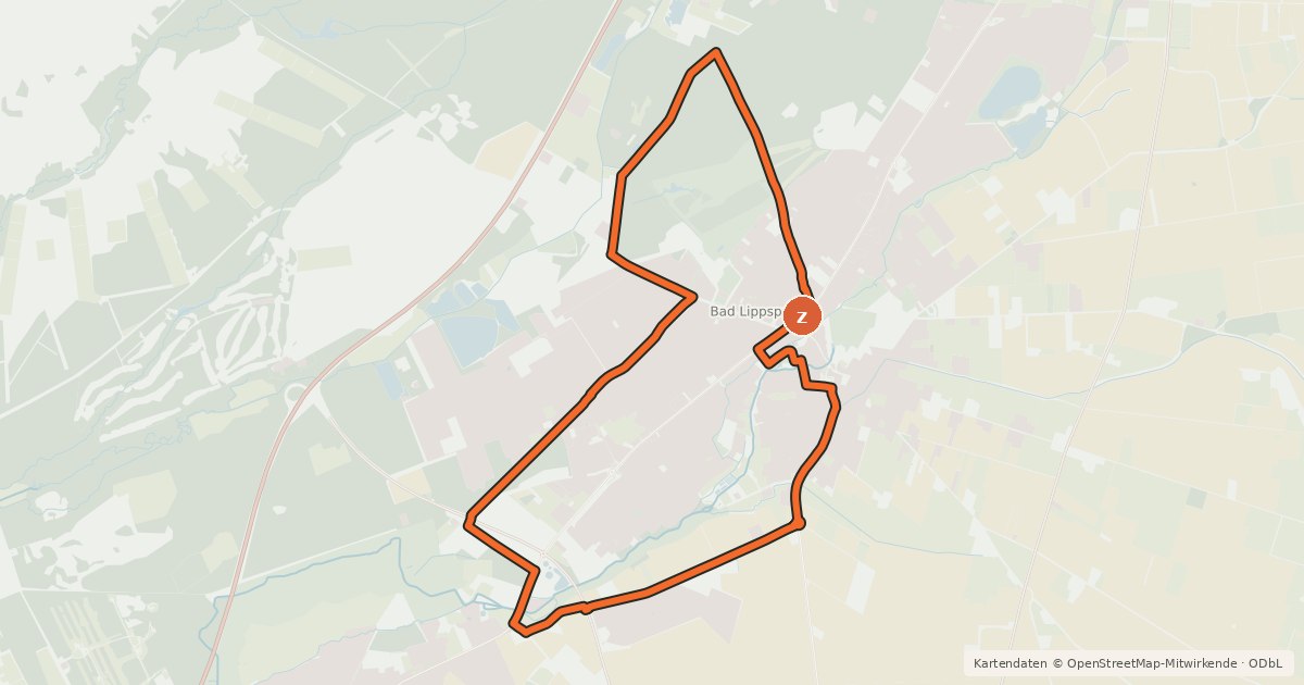 Kartenübersicht der Radroute Kurwaldroute