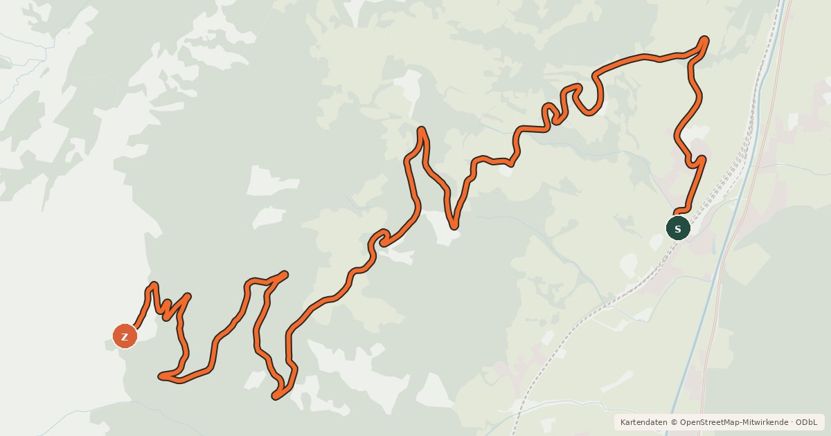Kartenübersicht der Radroute L2 Biberalm