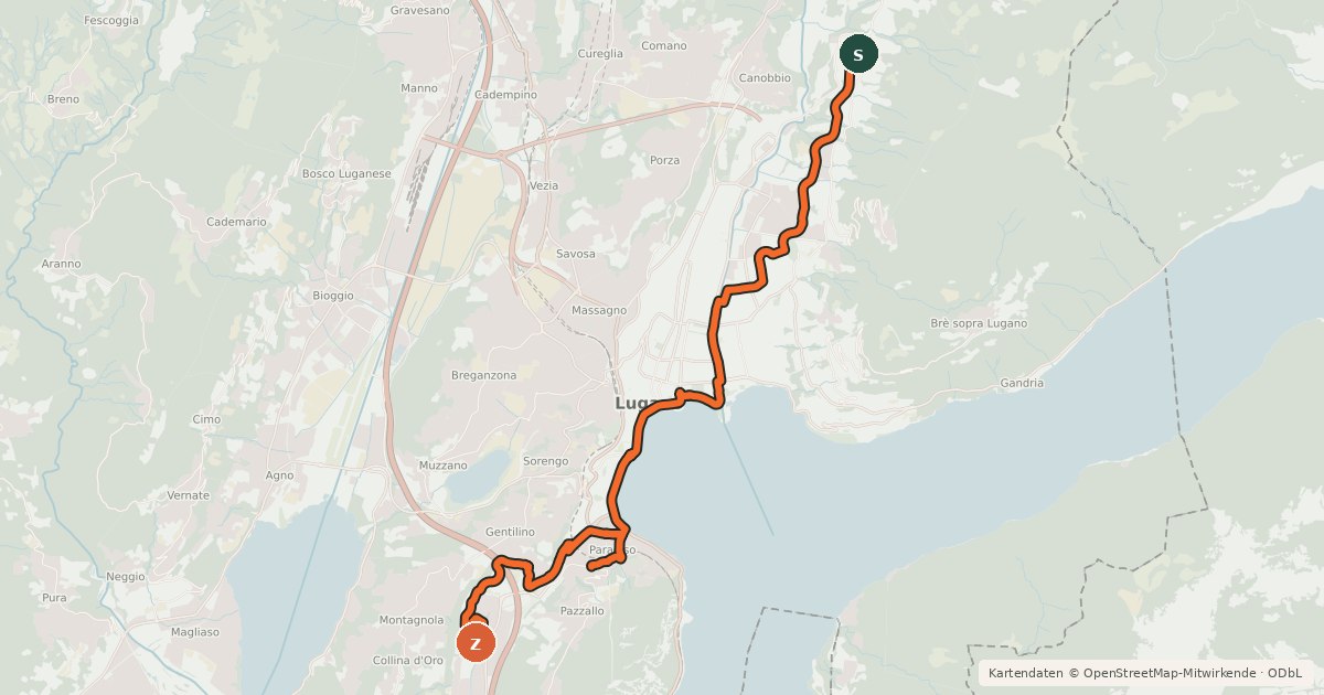 Kartenübersicht der Radroute La via del lago