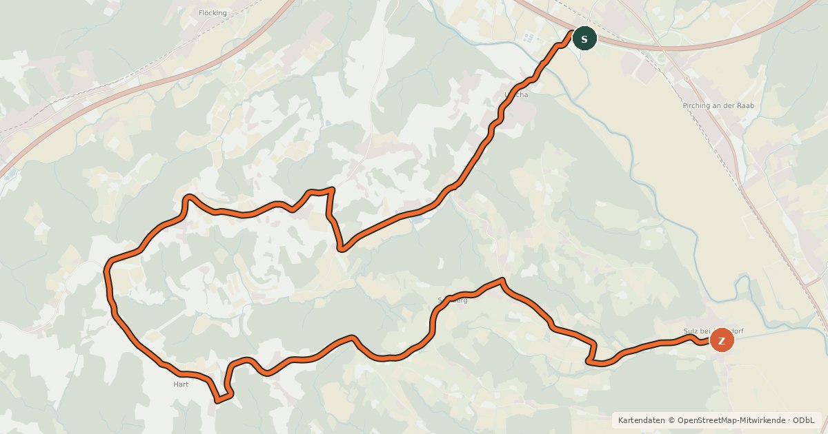 Kartenübersicht der Radroute Labucher Radweg