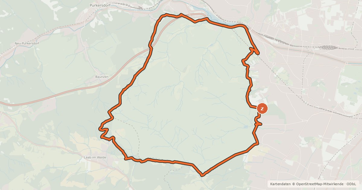 Kartenübersicht der Radroute Lainzer Tiergarten-Strecke