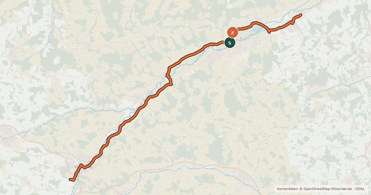 Kartenübersicht der Radroute Landidyll Nord
