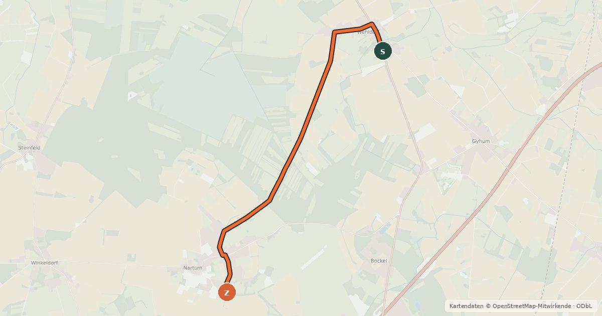 Kartenübersicht der Radroute Landschafts-Route Radweg