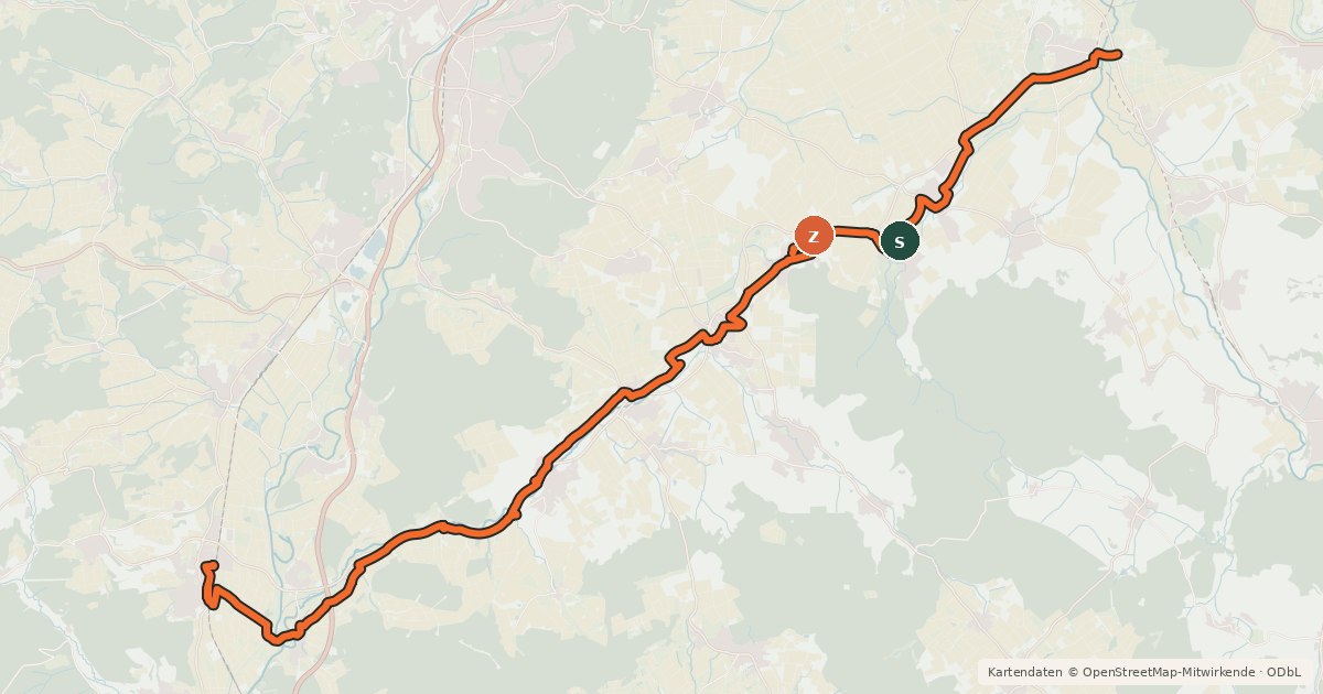 Kartenübersicht der Radroute Lange Hessen Radweg