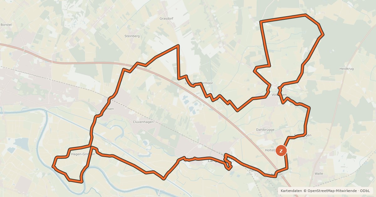 Kartenübersicht der Radroute Langwedel erFAHREN