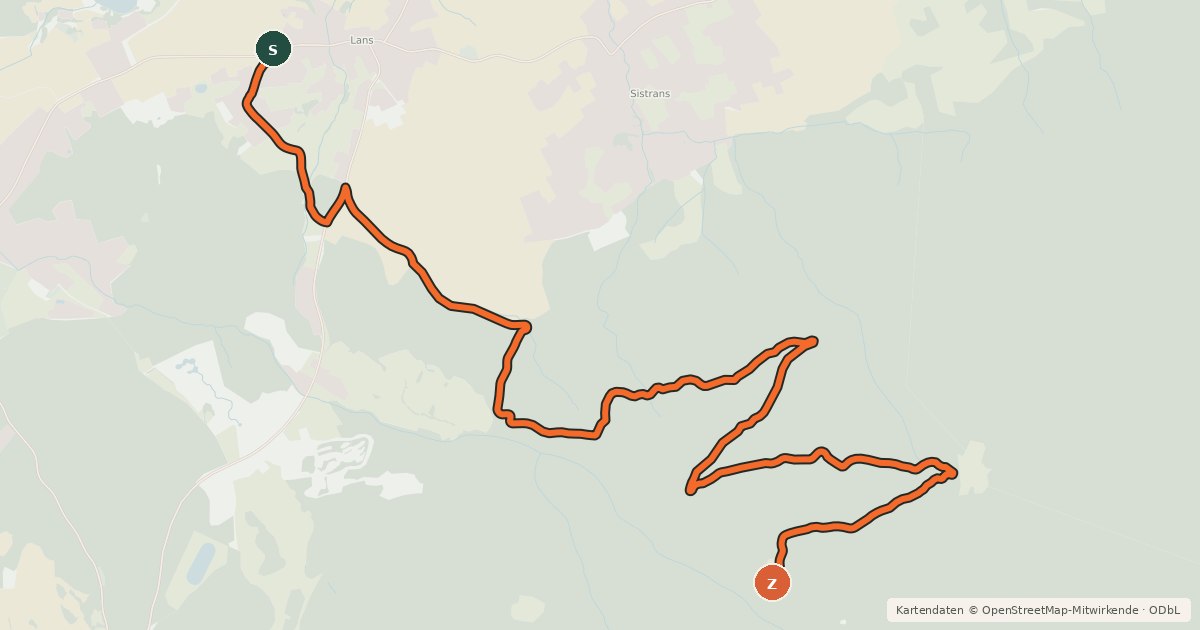 Kartenübersicht der Radroute Lanseralm