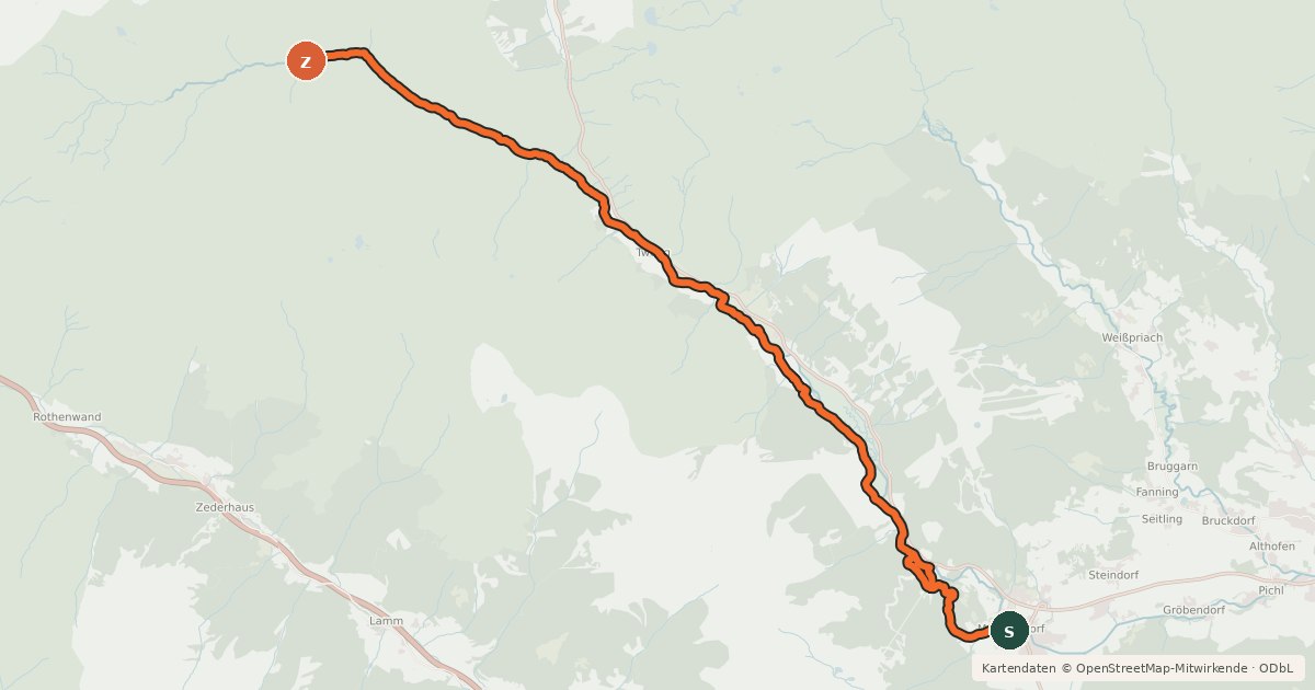 Kartenübersicht der Radroute Lantschfeld Route