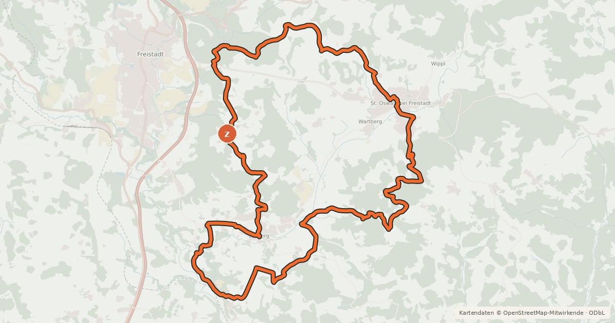 Kartenübersicht der Radroute Lasberg Runde 107