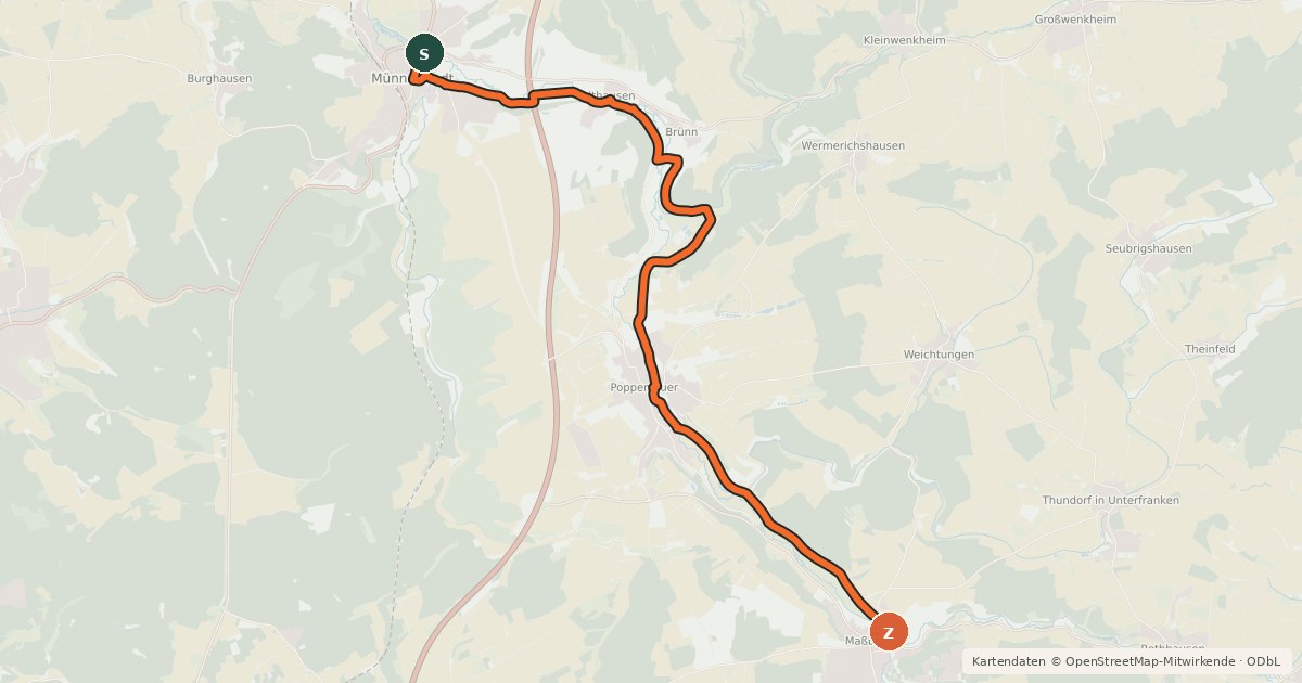 Kartenübersicht der Radroute Lauertal Radwanderweg