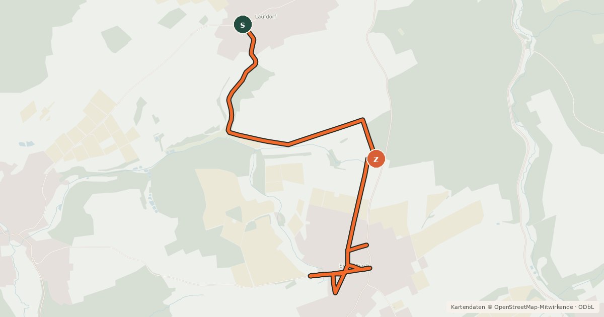 Kartenübersicht der Radroute Laufdorf - Schwalbach