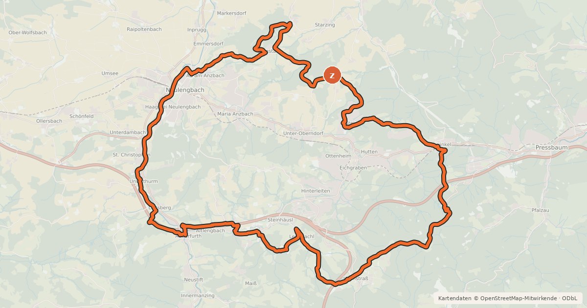 Kartenübersicht der Radroute Laurenzistrecke