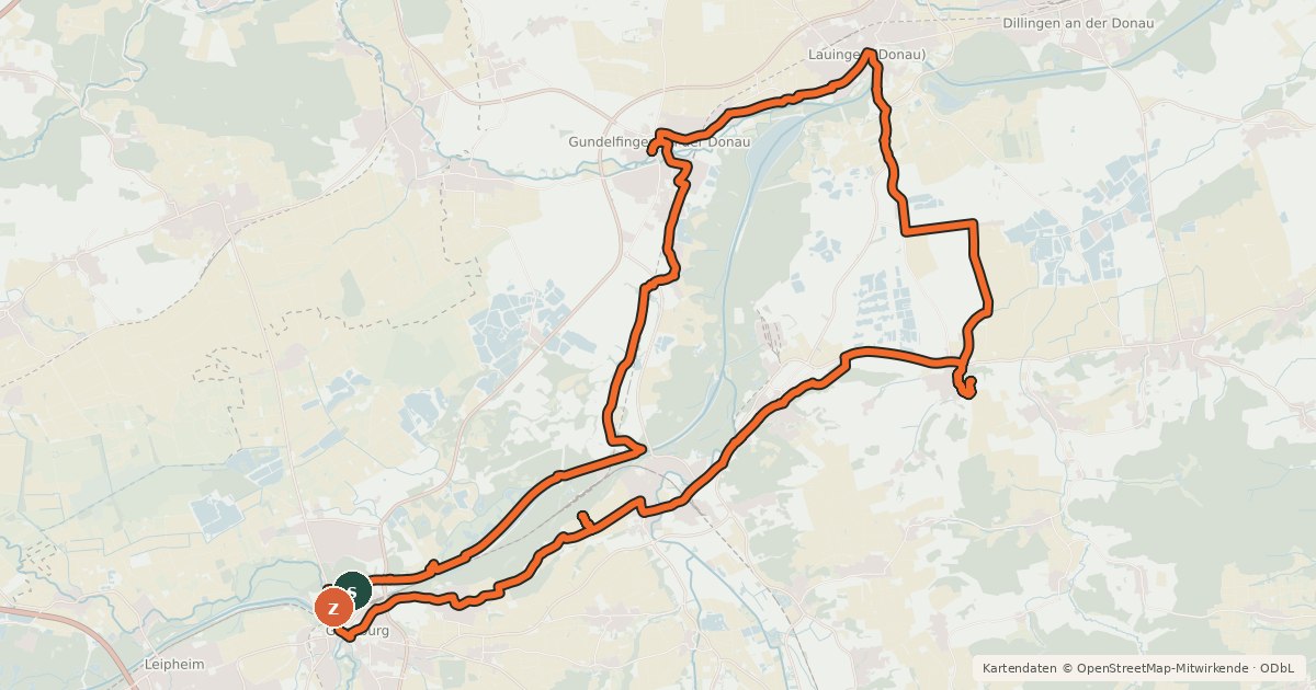 Kartenübersicht der Radroute Lauschtour Via Danubia