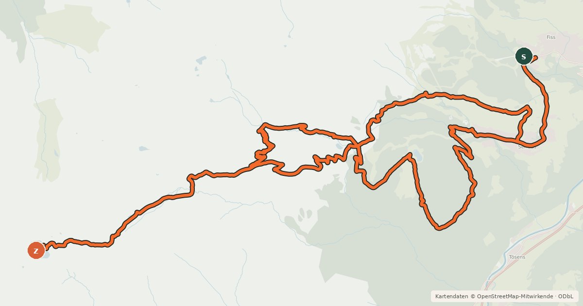 Kartenübersicht der Radroute Lazidkopftour