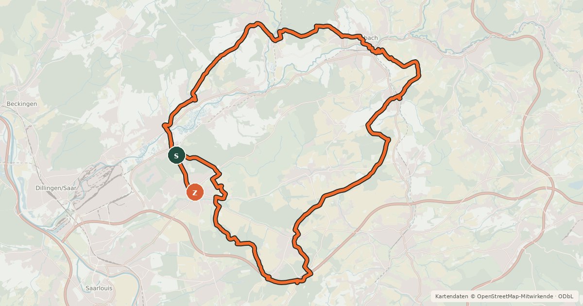 Kartenübersicht der Radroute Lebacher Runde
