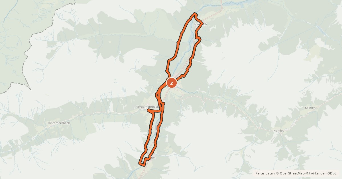 Kartenübersicht der Radroute Lechzopf Tour