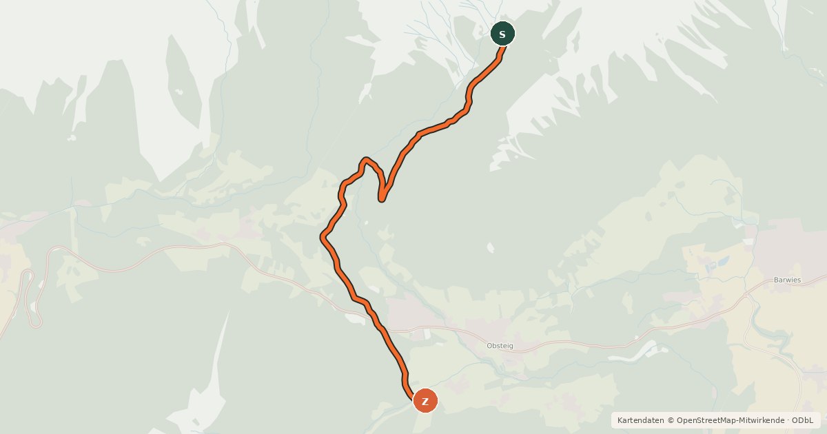 Kartenübersicht der Radroute Lehnberg