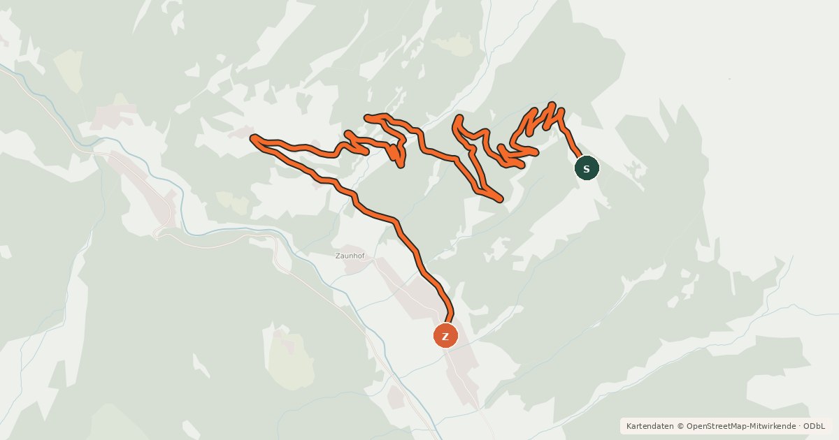 Kartenübersicht der Radroute Lehnerjoch