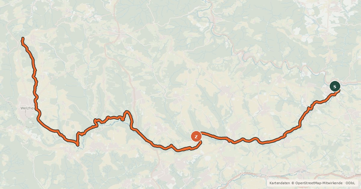 Kartenübersicht der Radroute Leintalradweg