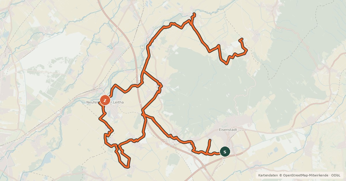 Kartenübersicht der Radroute Leitharadweg