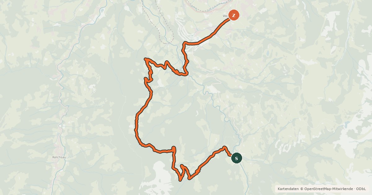 Kartenübersicht der Radroute Lend-Kinzlingeralm-Jagahäusel
