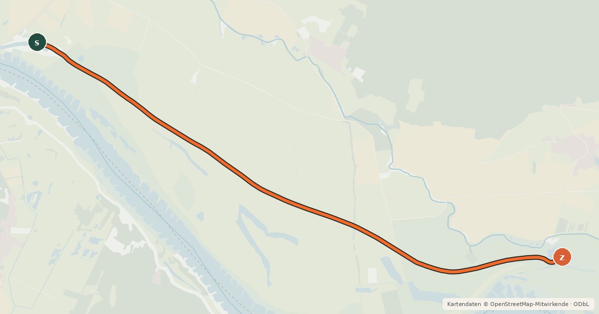 Kartenübersicht der Radroute Lenzen-Elbtalaue (03) - Lenzen-Elbtalaue (18)