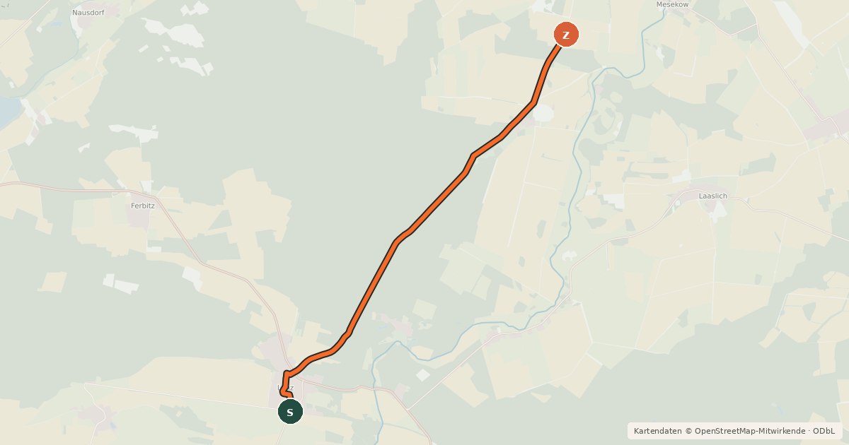 Kartenübersicht der Radroute Lenzen-Elbtalaue (05) - Karstädt (13)