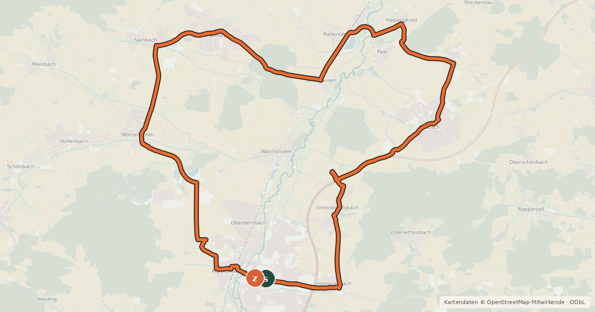 Kartenübersicht der Radroute Leonharditour
