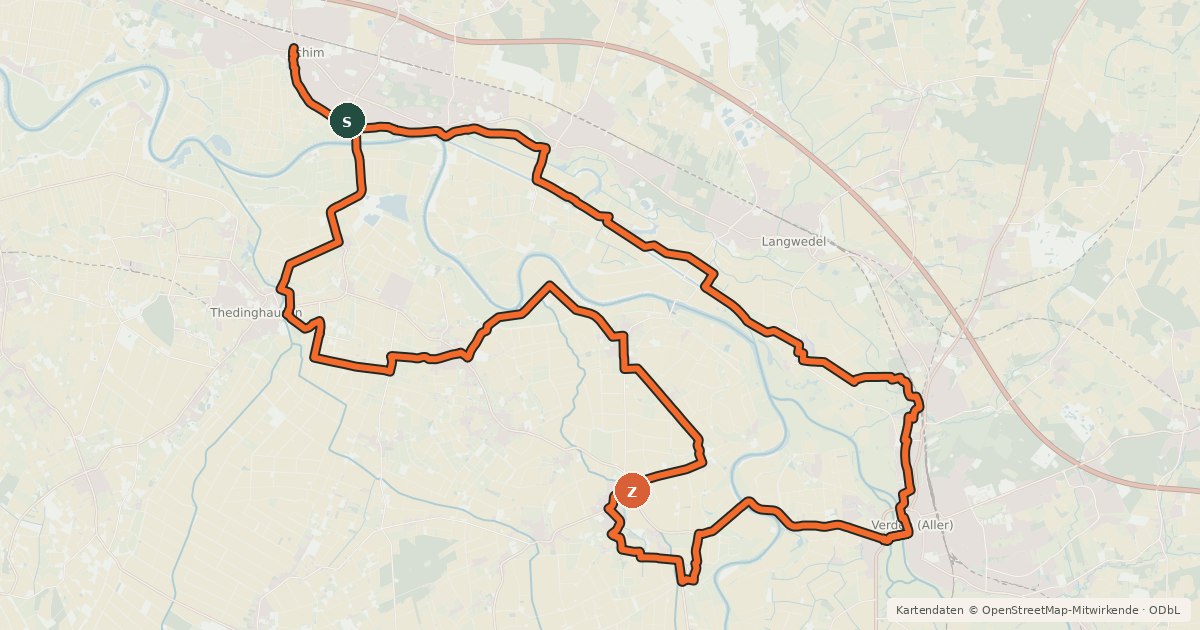 Kartenübersicht der Radroute Liebestour Radweg
