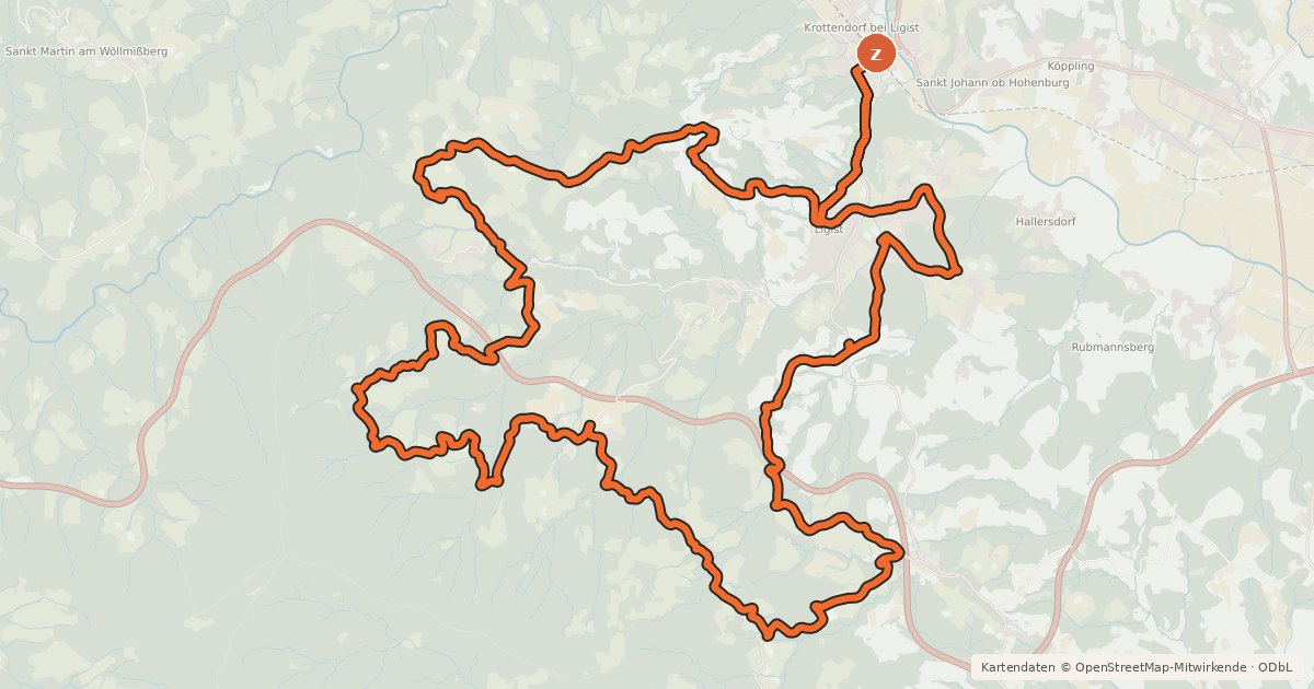 Kartenübersicht der Radroute Ligister Tour