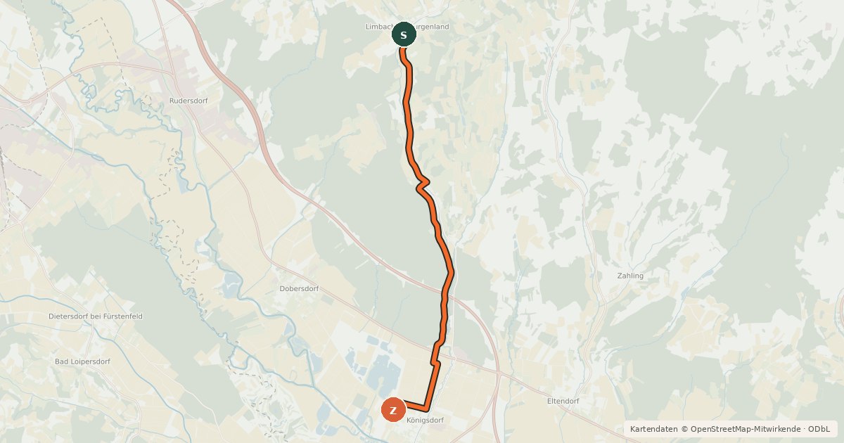 Kartenübersicht der Radroute Limbachradweg