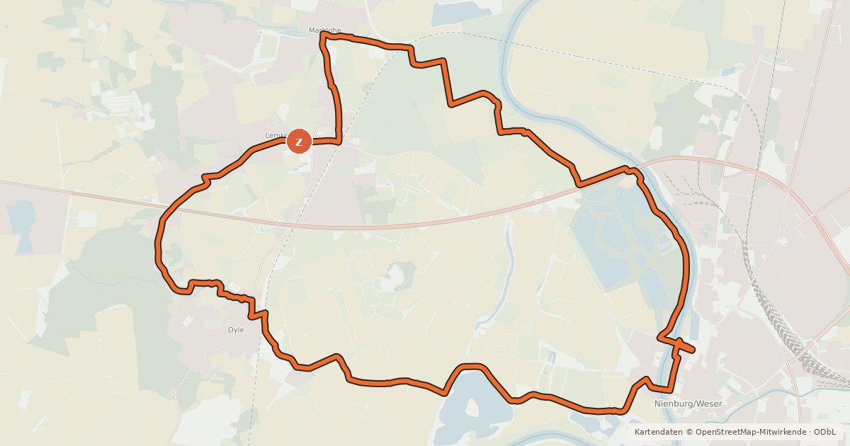 Kartenübersicht der Radroute Linden-Tour