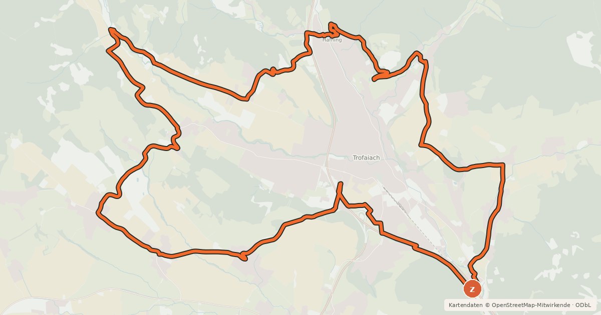 Kartenübersicht der Radroute LN03 - Reitingblick