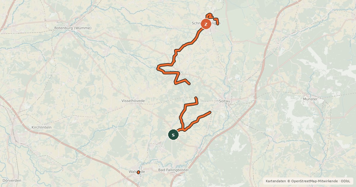 Kartenübersicht der Radroute Lönsland E Radweg