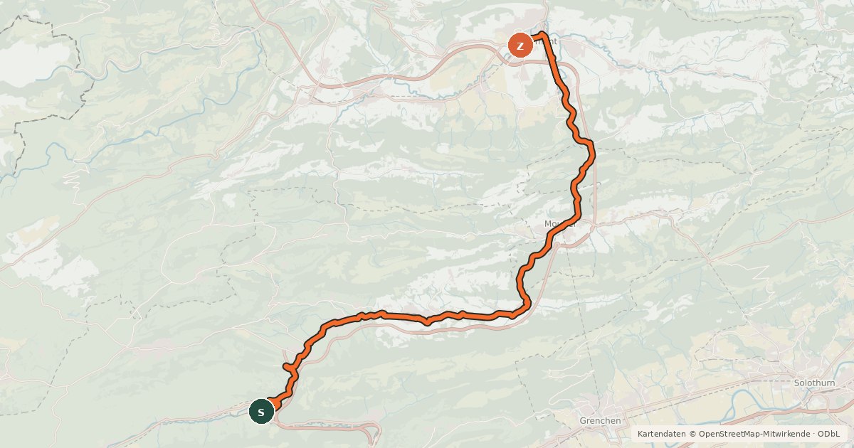 Kartenübersicht der Radroute Lötschberg-Jura