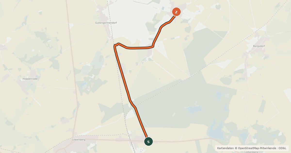 Kartenübersicht der Radroute Löwenberger Land (10) - Löwenberger Land (11)