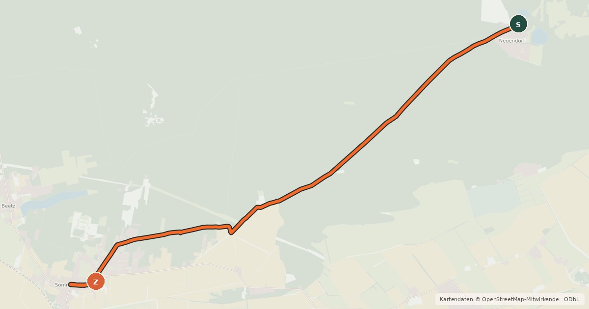 Kartenübersicht der Radroute Löwenberger Land (17) - Kremmen (39)