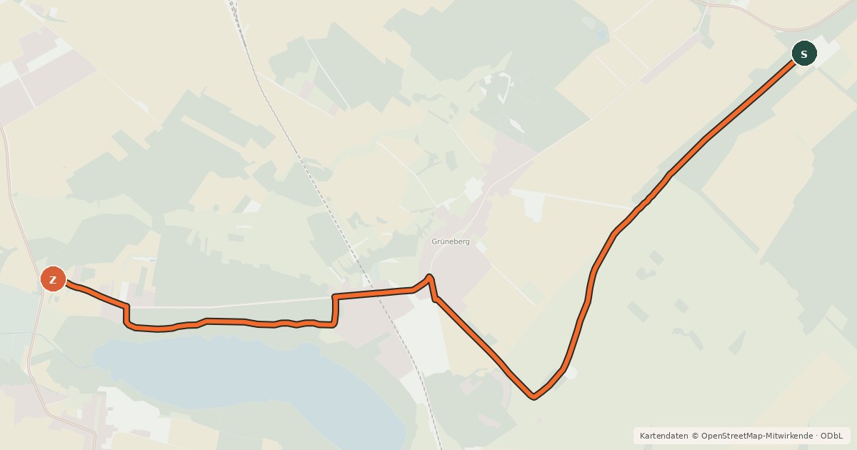 Kartenübersicht der Radroute Löwenberger Land (3) - Löwenberger Land (5)