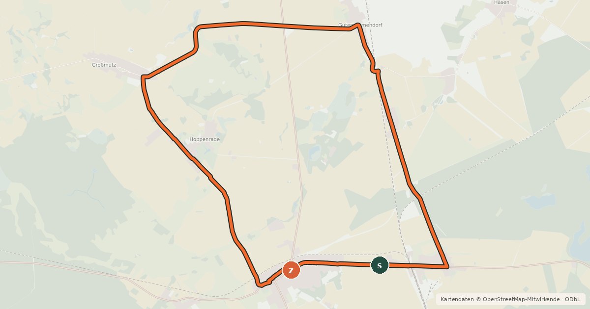 Kartenübersicht der Radroute Löwenberger Land Radroute 2