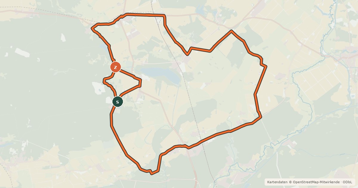 Kartenübersicht der Radroute Löwenberger Land Radroute 3