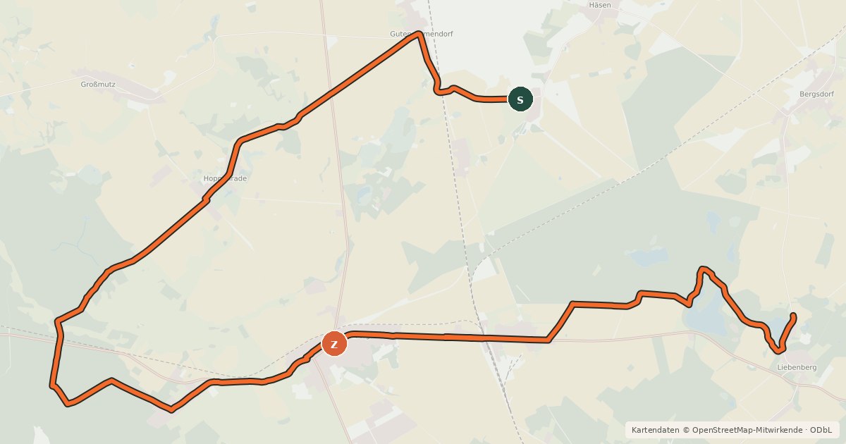 Kartenübersicht der Radroute Löwenberger Land Radroute 4