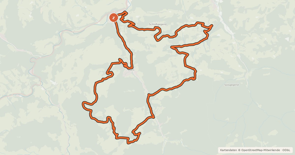 Kartenübersicht der Radroute Loicher-Panoramarunde