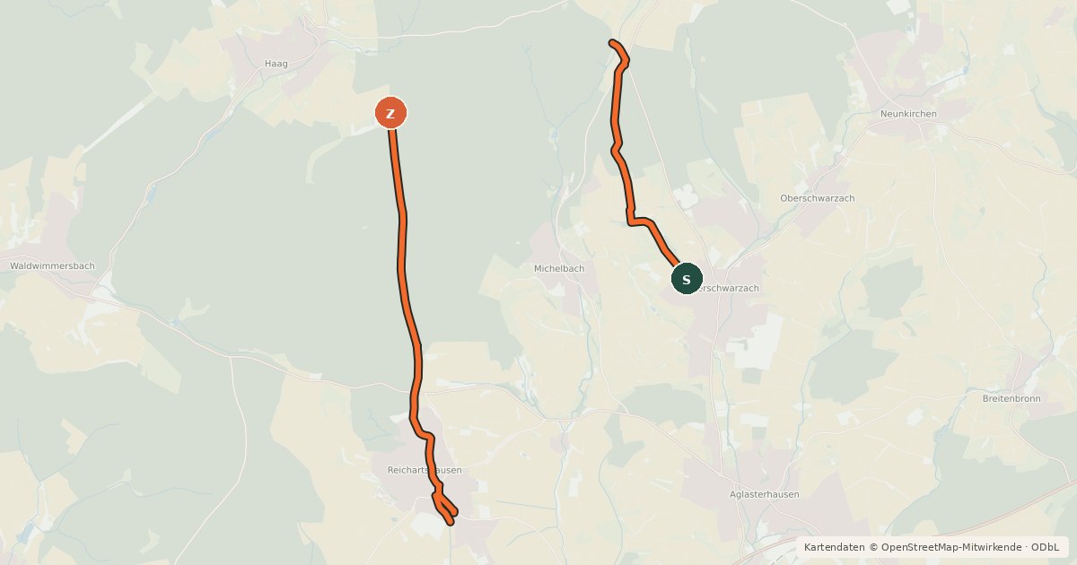 Kartenübersicht der Radroute Lokales Radwegenetz Neckar-Odenwald-Kreis